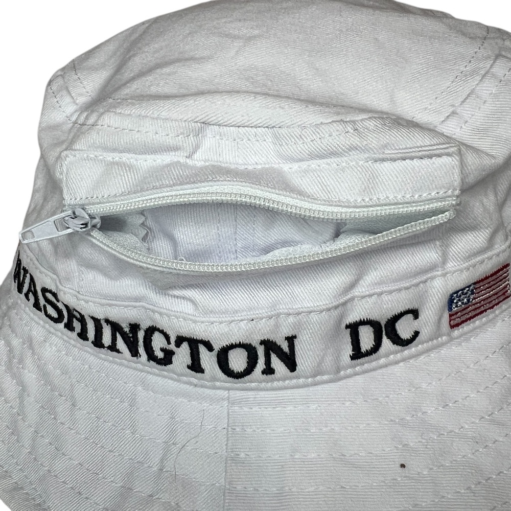 USA Washington D.C. White Floppy Bucket Hat with Pocket 100%‎ Cotton - Picture 3 of 8